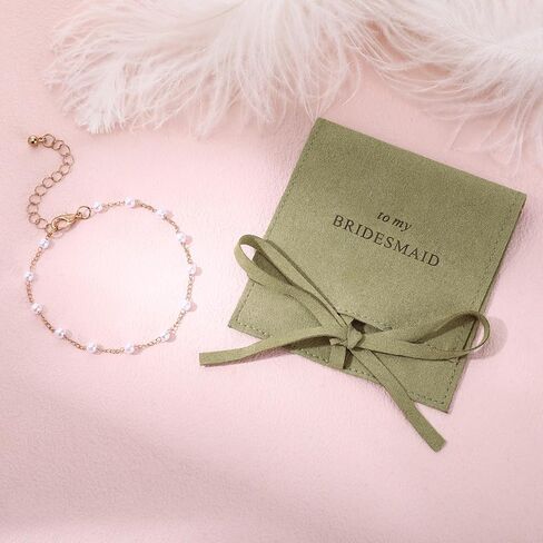 16 Pcs Bridesmaid Gift Pearl Bracelet Including 8 Linen Cotton Small Drawstring Bags 8 Knot Bracelet for Wedding Party Favors in Saudi Arabia