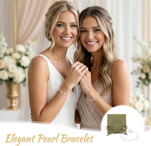16 Pcs Bridesmaid Gift Pearl Bracelet Including 8 Linen Cotton Small Drawstring Bags 8 Knot Bracelet for Wedding Party Favors in Saudi Arabia