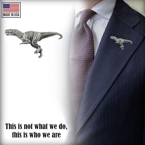 Tyrannosaurus Rex Pin, Pewter, 2 Inches, 100% Handmade in the USA, T Rex, Dinosaur, Realistic, Metal, Lapel, Hat, Brooch, Gift, Jewlery, Over 3100 Unique Designs in Kuwait