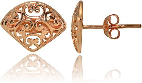 Sterling Silver Vintage Filigree Fan Triangle Stud Earrings in Saudi Arabia