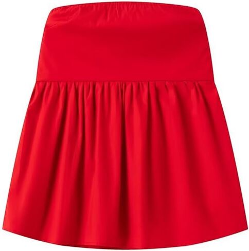 Women Sexy Strapless Ruffle Hem Tube Top Summer Solid Sleeveless Backless Pleated Peplum Flowy Bandeau Top in Saudi Arabia