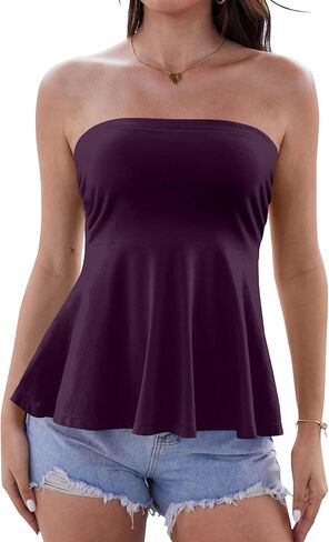 بيما قطع علوية من القطن للنساء صيفية بدون حمالات قمصان مكشكشة متدفقة بحاشية مكشكشة لطيفة للخروج in Kuwait