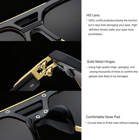 Square Aviator Large Fashion Sunglasses For Men Women Goggle Alloy Frame Glasses in Saudi Arabia