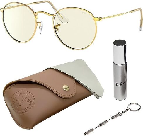 نظارات شمسية Ray-Ban RB3447 مستديرة باللون الأزرق والبنفسجي الفاتح وشفاف تتطور بشكل دائري للرجال والنساء مع مجموعة نظارات RAYBAN الرسمية in Saudi Arabia