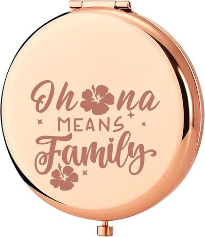 KEYCHIN Funny Cartoon Movie Pocket Mirror Hawaiian Trip Inspired Gifts Ohana Means Family Compact Mirror for Women Girls Teenagers (Oha-na Means Family-RG) in Kuwait