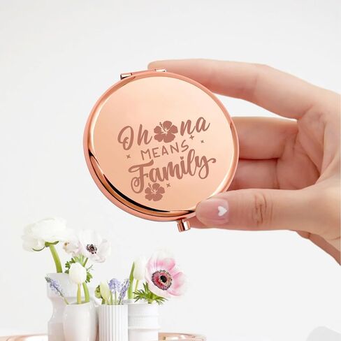 KEYCHIN Funny Cartoon Movie Pocket Mirror Hawaiian Trip Inspired Gifts Ohana Means Family Compact Mirror for Women Girls Teenagers (Oha-na Means Family-RG) in Kuwait