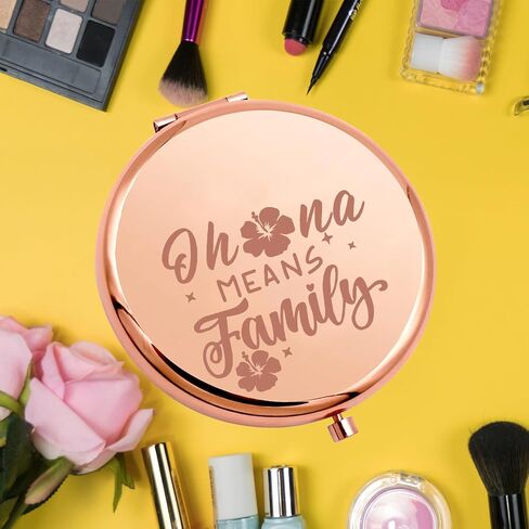 KEYCHIN Funny Cartoon Movie Pocket Mirror Hawaiian Trip Inspired Gifts Ohana Means Family Compact Mirror for Women Girls Teenagers (Oha-na Means Family-RG) in Kuwait