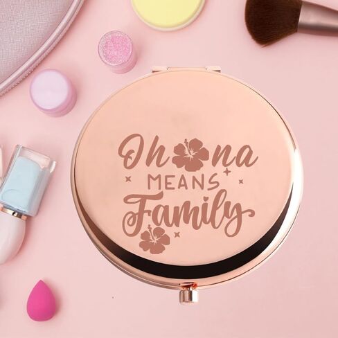 KEYCHIN Funny Cartoon Movie Pocket Mirror Hawaiian Trip Inspired Gifts Ohana Means Family Compact Mirror for Women Girls Teenagers (Oha-na Means Family-RG) in Kuwait