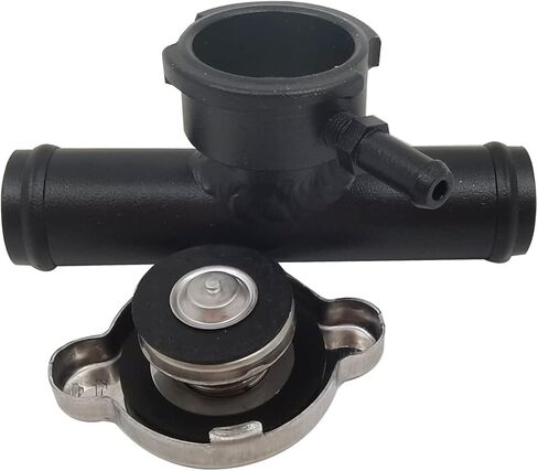Universal 1" Coolant Upper Hose Aluminum Inline Filler Neck Water Pipe 45 Degrees W/Cap Black in Kuwait