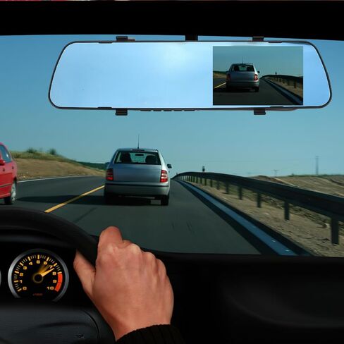 كاميرا قياس Healifty Mirror Dash Cam مع شاشة رقمية مقاس 2.4 بوصة وعدسة واحدة ومرآة للرؤية الخلفية ومسجل قيادة وكاميرا احتياطية لتعزيز سلامة مواقف السيارات ومراقبة الرجوع للخلف in Saudi Arabia