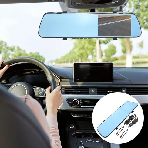 كاميرا قياس Healifty Mirror Dash Cam مع شاشة رقمية مقاس 2.4 بوصة وعدسة واحدة ومرآة للرؤية الخلفية ومسجل قيادة وكاميرا احتياطية لتعزيز سلامة مواقف السيارات ومراقبة الرجوع للخلف in Saudi Arabia