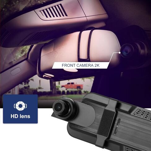 كاميرا قياس Healifty Mirror Dash Cam مع شاشة رقمية مقاس 2.4 بوصة وعدسة واحدة ومرآة للرؤية الخلفية ومسجل قيادة وكاميرا احتياطية لتعزيز سلامة مواقف السيارات ومراقبة الرجوع للخلف in Saudi Arabia