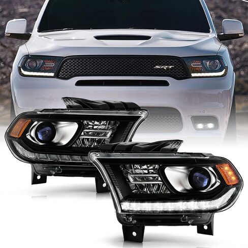 ACANII - For [Factory LED DRL Halogen Model] 2016-2020 Dodge Durango Black Projector Headlights Headlamps Set Left+Right in Saudi Arabia