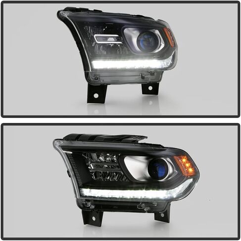 ACANII - For [Factory LED DRL Halogen Model] 2016-2020 Dodge Durango Black Projector Headlights Headlamps Set Left+Right in Saudi Arabia