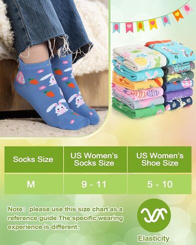 12 Pairs Funny Easter Socks for Women Novelty Easter Ankle Socks Bulk Bunny Eggs Carrot Pattern Spring Holiday Party Gift for Women Adult in Kuwait