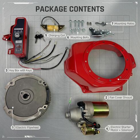 Electric Starter Motor Kit for Honda GX200 6.5HP GX160 5.5HP Engines with Solenoid, Flywheel, Ring Gear, Key Switch, Charging Coil, Mounting Bolts in Saudi Arabia