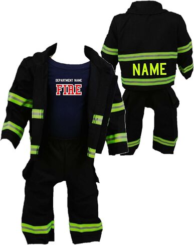 Firefighter Original Personalized Black 3-Piece Baby Outfit in Kuwait