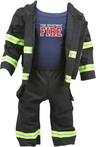 Firefighter Original Personalized Black 3-Piece Baby Outfit in Kuwait