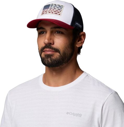 Columbia Unisex Unisex PFG Fish Flag Mesh Snap Back Hat, White/Beet/Nocturnal, One Size in Saudi Arabia