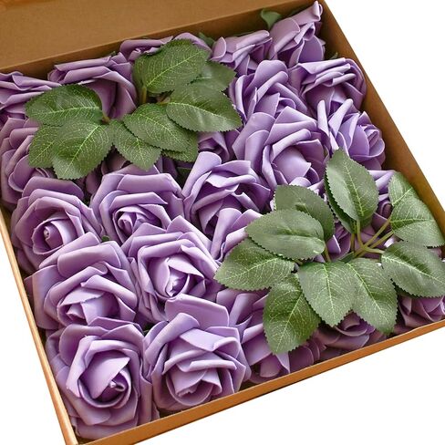 25 قطعة من ورود إسفنجية بيضاء من البولي إيثيلين من ماندي في عبوة هدايا أنيقة لعيد الفصح - رؤوس وردة صناعية لقطع الزفاف المركزية، وباقات الزهور، والحرف اليدوية الزهرية، وهدايا وصيفات العروس in Kuwait