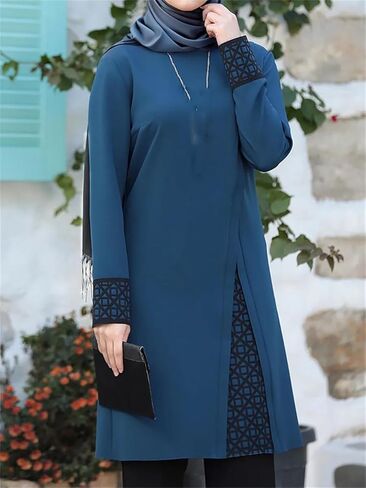 Women Muslim Suit Long Sleeve Spliced Top and Pants Casual Dubai Prayer Clothes in Saudi Arabia