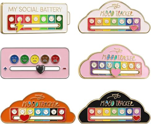 مجموعة دبابيس البطارية الاجتماعية مكونة من 6 قطع، دبابيس منزلق البطارية الاجتماعية الخاصة بي، دبوس منزلق للبطارية الاجتماعية، ملحق اتصال غير لفظي للتجمعات الاجتماعية وأماكن العمل، دبابيس عصرية للملابس والحقائب in Kuwait