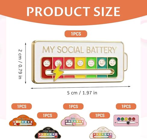 مجموعة دبابيس البطارية الاجتماعية مكونة من 6 قطع، دبابيس منزلق البطارية الاجتماعية الخاصة بي، دبوس منزلق للبطارية الاجتماعية، ملحق اتصال غير لفظي للتجمعات الاجتماعية وأماكن العمل، دبابيس عصرية للملابس والحقائب in Kuwait