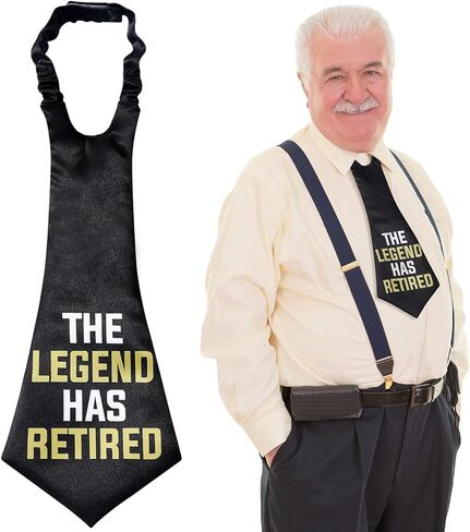 Oversized Legend Has Retired Party Theme Tie Retirement Party Favors Supplies Novelty Funny Black Printed Necktie Gifts for Father Men Colleague in Saudi Arabia
