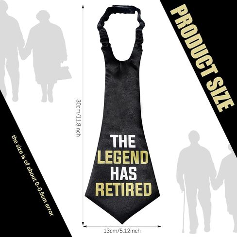 Oversized Legend Has Retired Party Theme Tie Retirement Party Favors Supplies Novelty Funny Black Printed Necktie Gifts for Father Men Colleague in Saudi Arabia