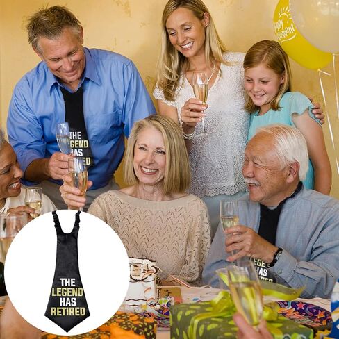 Oversized Legend Has Retired Party Theme Tie Retirement Party Favors Supplies Novelty Funny Black Printed Necktie Gifts for Father Men Colleague in Saudi Arabia