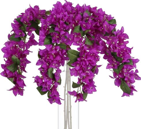IPOPU 4PCS Bougainvillea Artificial Flowers 42" Long Stem Pink Faux Silk Bougainvillea Flowers Fake Hanging Flower Branches for Wedding Table Centerpieces Home Garden Arch Wall Decorations (Deep Pink) in Saudi Arabia
