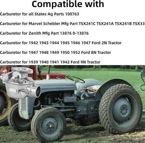 8N9510C-HD Marvel Schebler Carburetor Tune Up Kit Compatible with Ford Tractor 9N 8N 2N 1939-1952 TSX241A TSX241B TSX241C TSX33 Parts Carb Replaces 8N9510C 9N9510A B3NN9510A in Kuwait