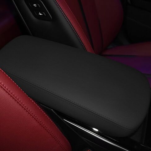 Car Armrest Cover for Kia K5 Accessories 2021 2022 2023 2024 2025 Leather Center Console Arm Rest Box Lid Seat Cover Protector Cushion Saver (Black Stitches, 2021-2025) in Kuwait