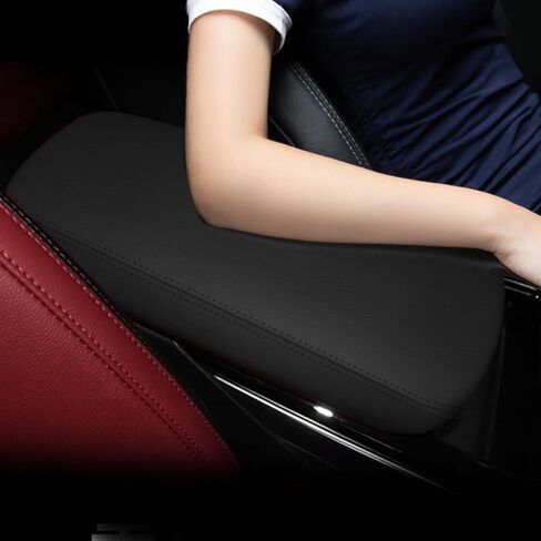 Car Armrest Cover for Kia K5 Accessories 2021 2022 2023 2024 2025 Leather Center Console Arm Rest Box Lid Seat Cover Protector Cushion Saver (Black Stitches, 2021-2025) in Kuwait