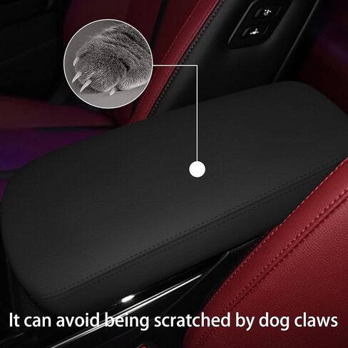 Car Armrest Cover for Kia K5 Accessories 2021 2022 2023 2024 2025 Leather Center Console Arm Rest Box Lid Seat Cover Protector Cushion Saver (Black Stitches, 2021-2025) in Kuwait