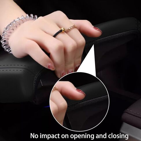 Car Armrest Cover for Kia K5 Accessories 2021 2022 2023 2024 2025 Leather Center Console Arm Rest Box Lid Seat Cover Protector Cushion Saver (Black Stitches, 2021-2025) in Kuwait