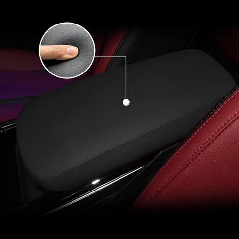 Car Armrest Cover for Kia K5 Accessories 2021 2022 2023 2024 2025 Leather Center Console Arm Rest Box Lid Seat Cover Protector Cushion Saver (Black Stitches, 2021-2025) in Kuwait