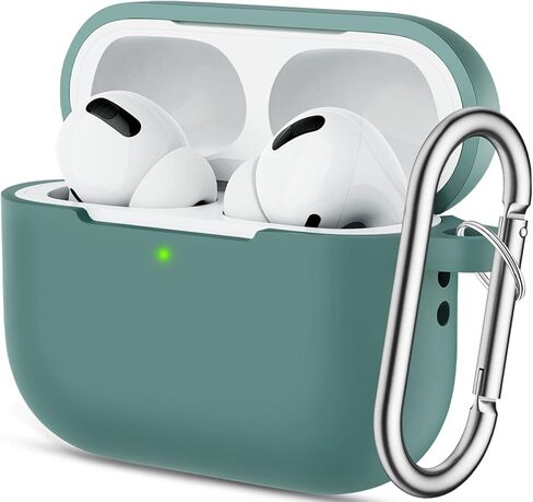 Airpods Pro 2 Case Cover 2022/Pro 2019, Soft Silicone Protective Charging Cover Skin Compatible Apple Airpods Pro 2nd/1st Generation Case for Women Men with Keychain, Front LED Visible (Black) in Kuwait