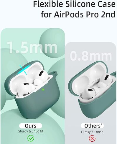 Airpods Pro 2 Case Cover 2022/Pro 2019, Soft Silicone Protective Charging Cover Skin Compatible Apple Airpods Pro 2nd/1st Generation Case for Women Men with Keychain, Front LED Visible (Black) in Kuwait