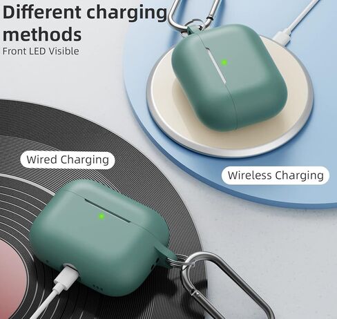 Airpods Pro 2 Case Cover 2022/Pro 2019, Soft Silicone Protective Charging Cover Skin Compatible Apple Airpods Pro 2nd/1st Generation Case for Women Men with Keychain, Front LED Visible (Black) in Kuwait