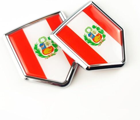 Newperlite Peru Flag Decal Sticker Car Emblem Peruvian Flag Car Decoration Accessories Chrome Shield for Truck Vehicles Cars, 2 Pack in Saudi Arabia