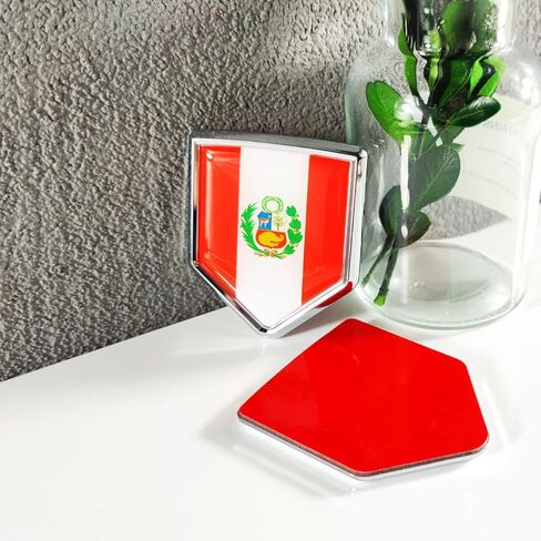 Newperlite Peru Flag Decal Sticker Car Emblem Peruvian Flag Car Decoration Accessories Chrome Shield for Truck Vehicles Cars, 2 Pack in Saudi Arabia
