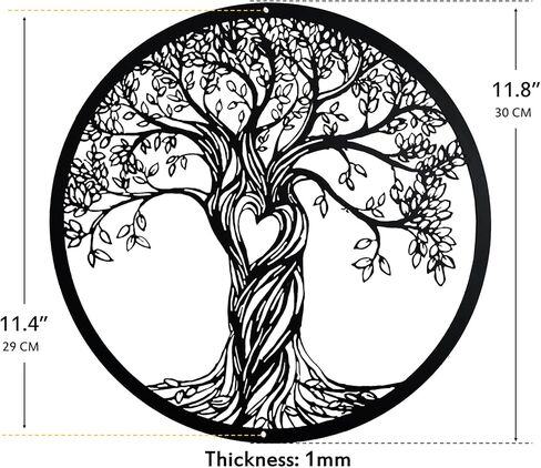 ديكور حائط معدني من Acopelo، منحوتة جدارية فنية على شكل شجرة، لوحة فنية جدارية معدنية معلقة لغرفة المعيشة وغرفة النوم في الداخل والخارج، شجرة حياة سوداء ريفية مقطوعة بالليزر، 12 بوصة (30 سم) (أسود، متوسط) in Kuwait