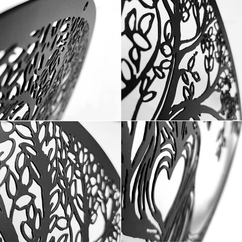 ديكور حائط معدني من Acopelo، منحوتة جدارية فنية على شكل شجرة، لوحة فنية جدارية معدنية معلقة لغرفة المعيشة وغرفة النوم في الداخل والخارج، شجرة حياة سوداء ريفية مقطوعة بالليزر، 12 بوصة (30 سم) (أسود، متوسط) in Kuwait