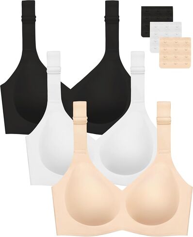 Gailife 3PACK حمالات صدر جيلي لاسلكية للنساء بدون أسلاك داعمة ناعمة للنساء حمالة صدر تي شيرت يومية in Kuwait