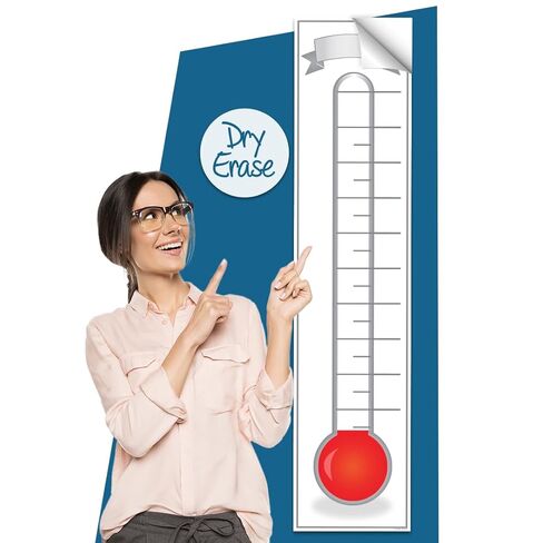 Fundraising Goal Thermometer Chart - 11" x 48", Reusable, Dry Erase Goal Tracker - Great for Schools, Churches, Offices & Charities in Saudi Arabia