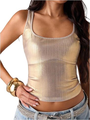 SweatyRocks Women's Square Neck Crop Tank Tops Y2k Sleeveless Fitted Going Out Tops in Saudi Arabia