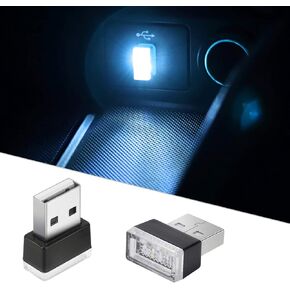 2Pcs USB LED Atmosphere Lights Mini Car Interior Accessories Ambient Lamp, Mini USB LED Decoration Night Light for All Car Interiors (ice Blue) in Saudi Arabia