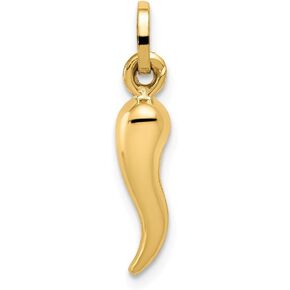 Sonia Jewels 14k Yellow Gold Cornicello Italian Horn Protection Charm Pendant - 20mm x 5mm in Kuwait