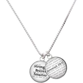 مجوهرات ديلايت سيلفرتون مقببة أقوى وأكثر شجاعة - آية الكتاب المقدس إرميا 29:11 قلادة قبة زجاجية، 18 بوصة + 2 بوصة in Kuwait